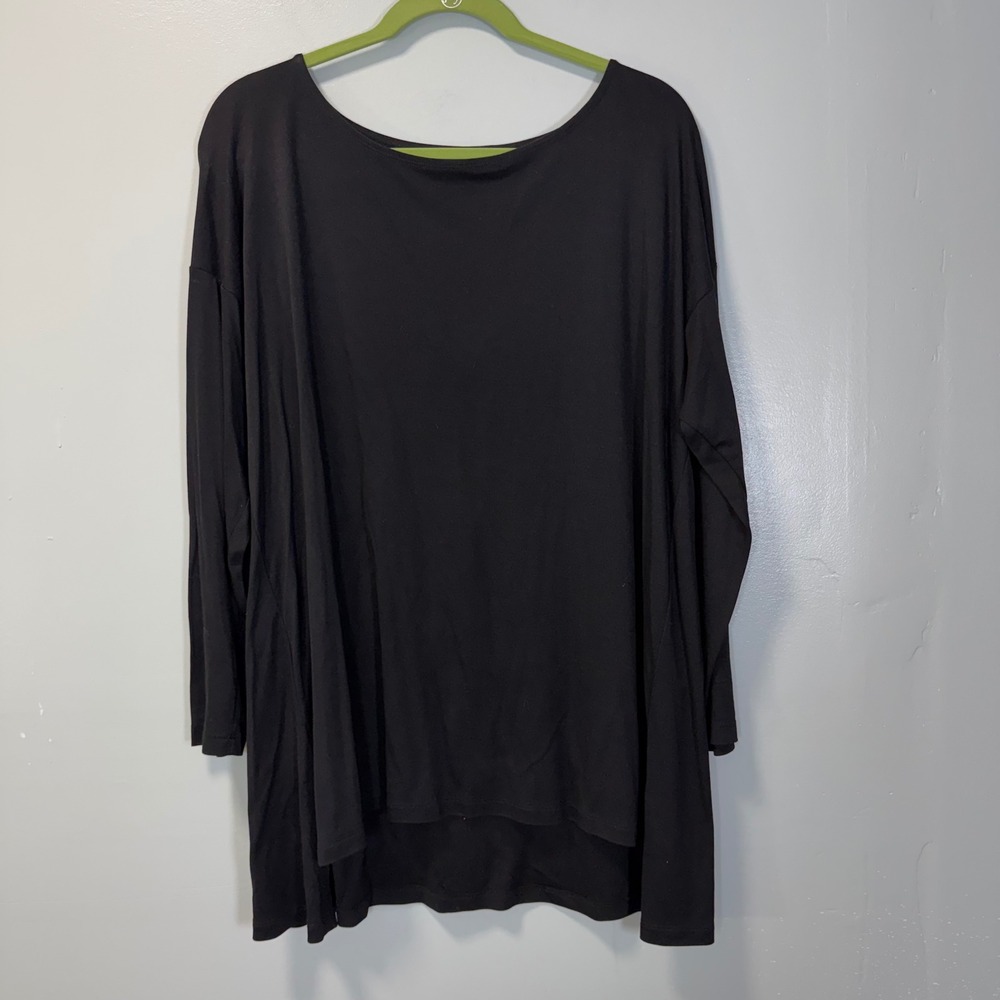 Eileen Fisher Womens XL Black Tencel Lyocell Long Sleeve Tunic Top R19AJ0